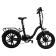 Hunter extreme: A black step-through electric bike with a low frame, fat tyres and rear rack in black