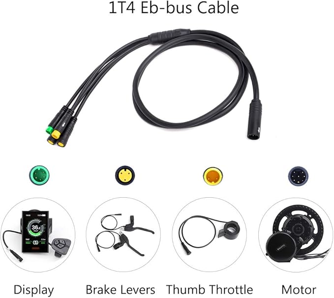 1T4 Eb-bus Cable with icons indicating display, brake levers, thumb throttle, and motor