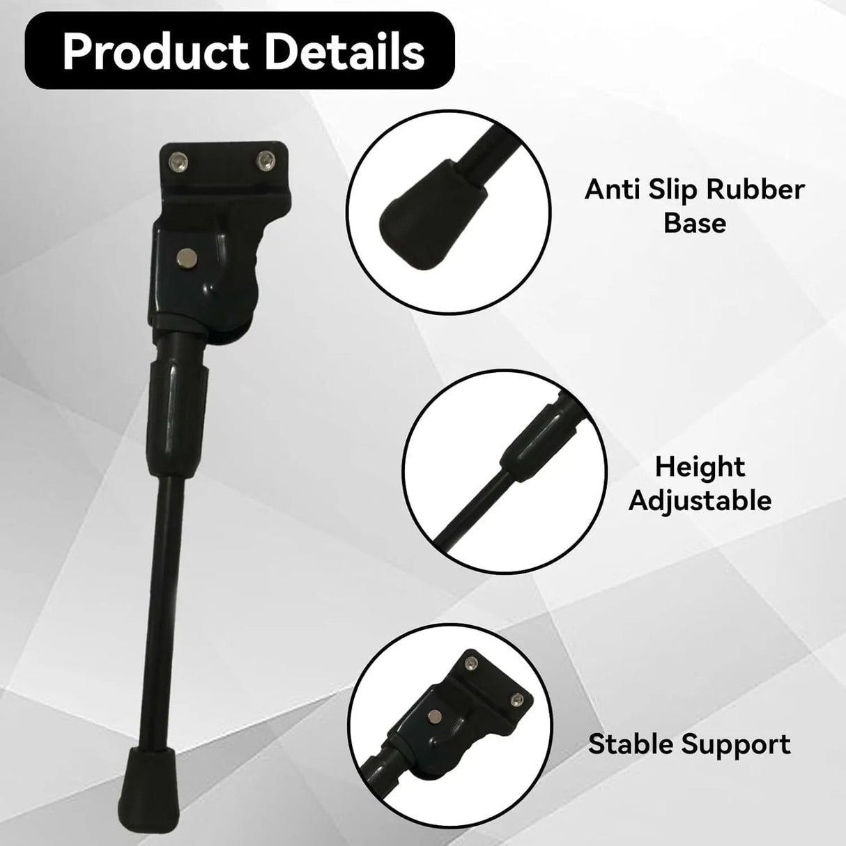 Adjustable Bicycle Rear Kickstand with Anti-Slip Base