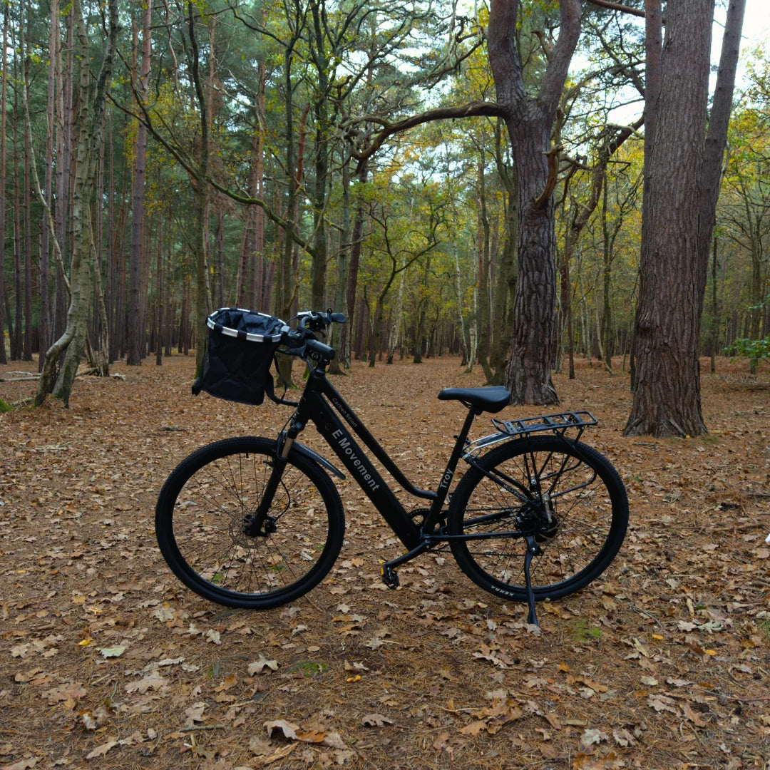 Black step-through electric bike