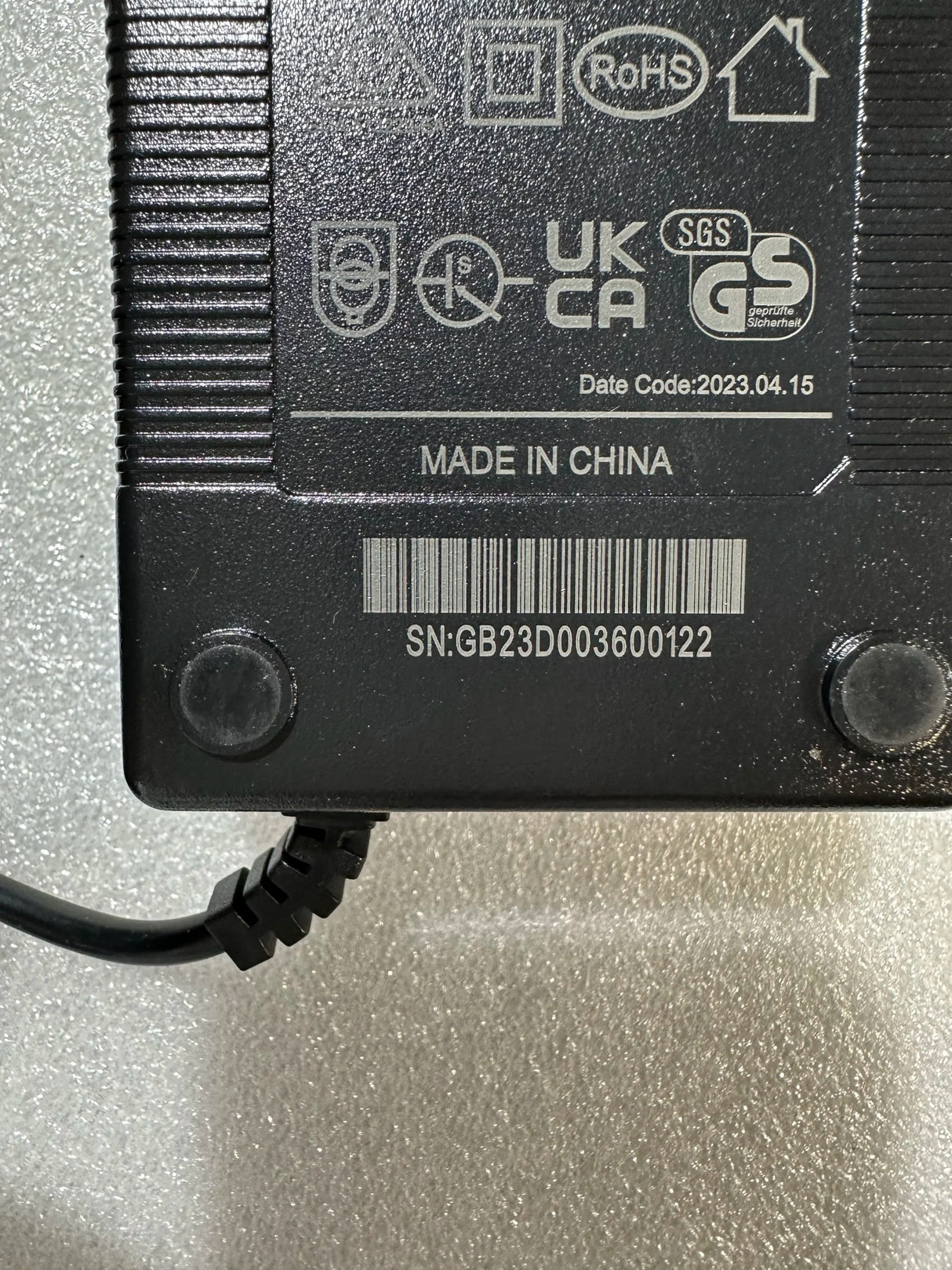 ebike charger back close up