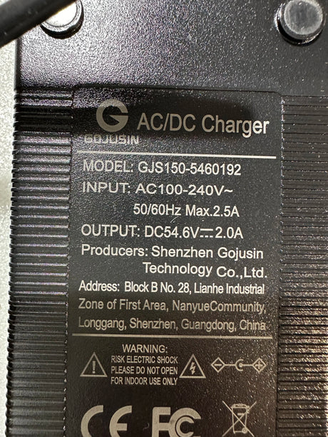 ebike charger back close up