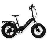 Raven electric bike in a stunning matte balck. This electric bike features a sleek sleek design, with a powerful motor and durable construction and a step-through frame. It offers a comfortable and eco-friendly transportation option for urban commutes and outdoor adventures.