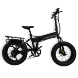 Panther is a powerful fat tyre ebike with dual suspension. In sleek matte black and a rear rack