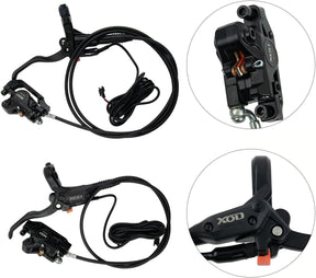 Bicycle brake lever and caliper assembly with XBD branding